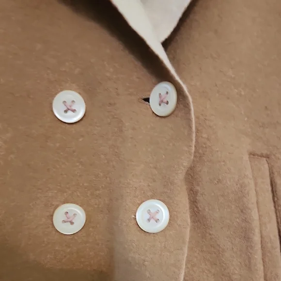 Tan Peacoat with Notched Lapel and Wool Blend Fabric - Picture 3 of 8